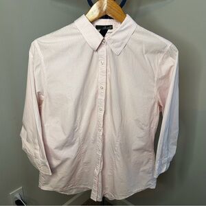 Willi Smith Pink Pinstripe Button Down Shirt XL Cotton Work Blouse